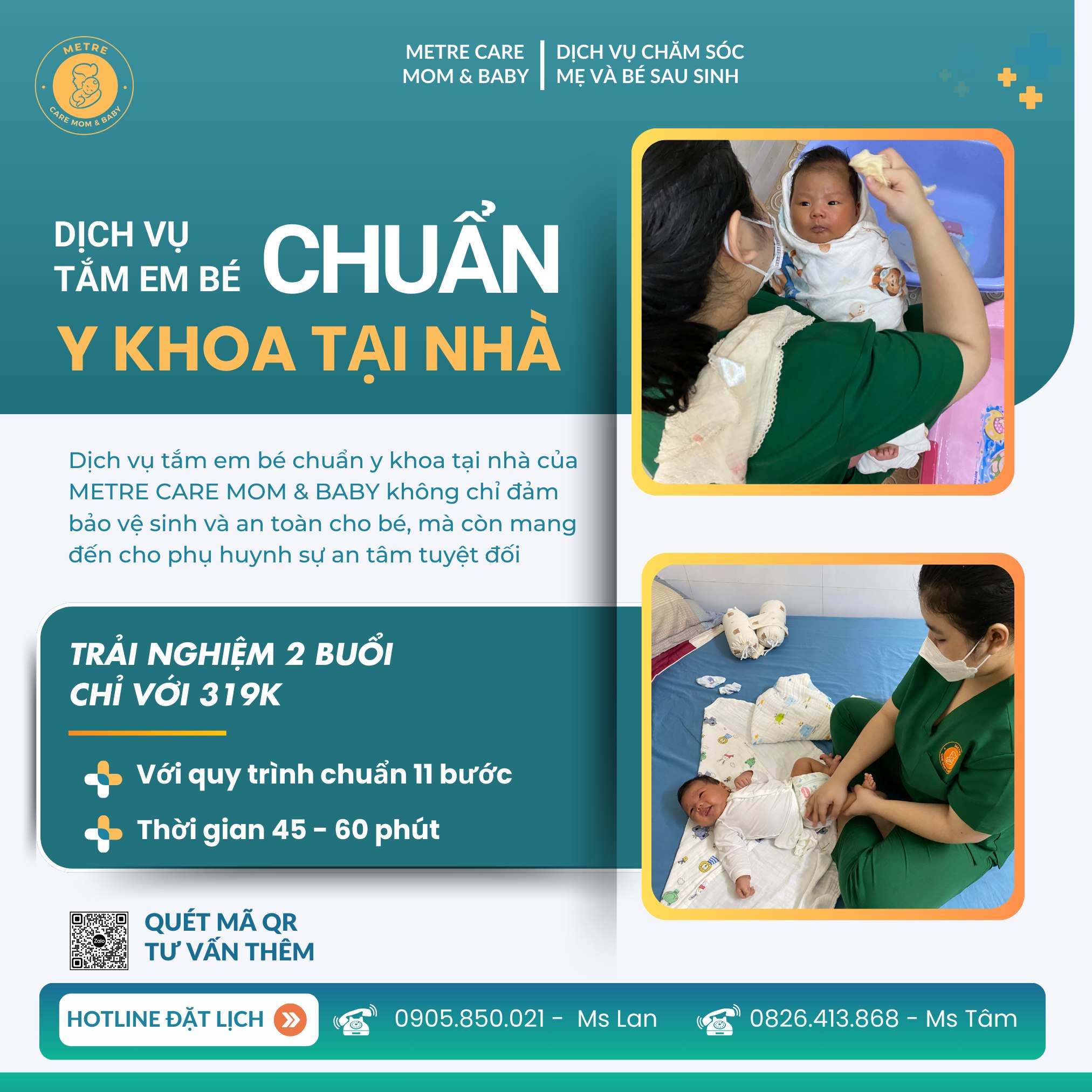 Với dịch vụ tắm bé tại nhà chuẩn y khoa! Metre Mom & Baby Care mang đến trải nghiệm nhẹ nhàng, thoải mái cho cả mẹ và bé với các quy trình chuyên nghiệp.